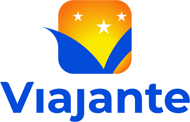 Logo Viajante vertical azul
